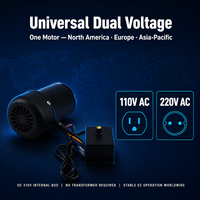 Motor EC BLDC de 150W, 3300 RPM, Velocidad Variable, Bajo Ruido (Menos de 40dB), Certificado CE UL, Doble Voltaje 110V/220V