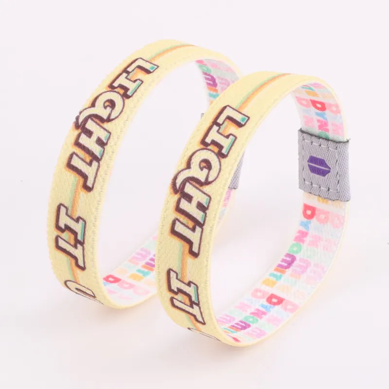 2024 vente chaude Festival Promotion tissé tissu événement bracelets personnalisé Sublimation Polyester imprimé élastique bracelet