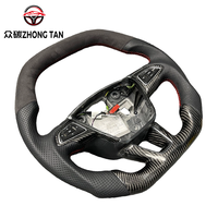 Volant sport modifié en fibre de carbone et cuir avec LED pour Focus ST, 4 branches et poignée de 40 mm