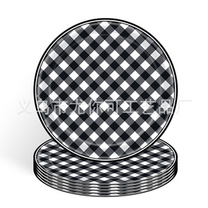 Ensemble de vaisselle de fête à carreaux noirs et blancs, assiettes, gobelets et serviettes jetables pour fête d'anniversaire d'enfants - Product Image 4