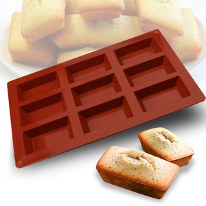 Financier Silicone Cake Mold 9 Cavity Rectangular French Pastry Baking Tool Oven Safe Flexible Non Stick Reusable - Product Image 1