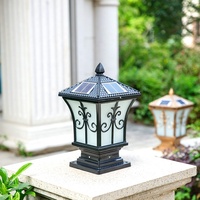 Lampe américaine européenne en laiton à LED pour l'extérieur en cuivre Lampe en verre Colonne de jardin Lampe pilier Villa jardin Poteau de porte