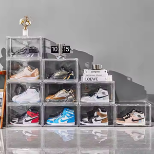 Cajas de Almacenamiento de Zapatos Apilables de Plástico Transparente al por Mayor, Tipo Cajón Acrílico con Abertura Frontal, Caja de Zapatos Magnética Transparente - Product Image 2