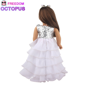 Poupée américaine de 18 pouces, couleur unie, jolie robe de rêve en coton, cadeaux pour fille, robe de mariée - Product Image 6