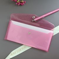Pochette à crayons holographique transparente multi-couleurs étanche portable de qualité supérieure pour la vente en gros, pochette à monnaie, pochette à pression pour enveloppes A6