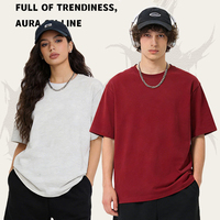 Tren Fashion Pria Kaos Kasual Bernapas Oversize Drop Shoulder Polos Katun T-Shirt Polos Custom Logo Lengan Pendek Atasan