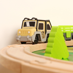 Ensemble <span class=keywords><strong>de</strong></span> train <span class=keywords><strong>de</strong></span> jungle en bois 32 pièces Animaux <span class=keywords><strong>de</strong></span> <span class=keywords><strong>la</strong></span> savane Girafe Éléphant Tigre Tapis <span class=keywords><strong>de</strong></span> jeu vert Buissons <span class=keywords><strong>de</strong></span> train Échelle 1:12 Jouet à piles - Product Image 3