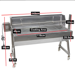 Parrilla Spartan BBQ Moderna Extra Grande de Acero Inoxidable Ajustable con Protector de Viento, Asador de Cerdo Duradero con Rotación Automática - 1500mm - Product Image 1