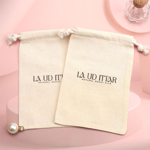 Sac cadeau en coton imprimé avec logo personnalisé, petit sac en coton pour vernis à ongles, bougies, emballage cadeau, sac en mousseline réutilisable avec cordon de serrage - Product Image 4