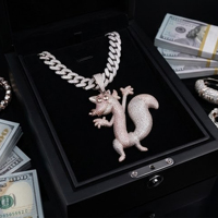 Nuevo Colgante de Plata 925 con Moissanita y Pavé Completo, Diseño de Zorro Estilo Hip Hop, Colgante 3D de Animal de Dibujos Animados, Regalo Personalizado para Hombres, Ideal para Fiestas