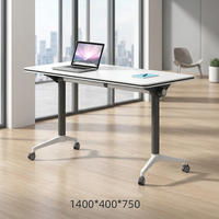 Bureau d'ordinateur pliable moderne et portable en métal, convertible, avec plateau en bois, pour entreprise, école, usage domestique