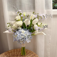 Fleurs artificielles de mariage faites à la main, réalistes, douces, style Ins, fraîches et chics, blanches, bleues, violettes, style coréen, légères, pour le voyage