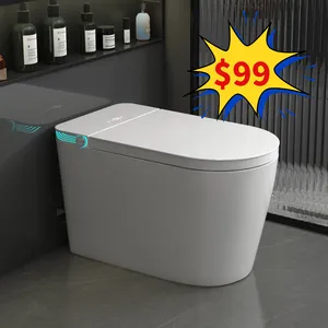 White Color Hot Sale Intelligent Sanitary Ware Floor Mounted Water Closet Bathroom Ceramic Automatic Smart Toilet Commode