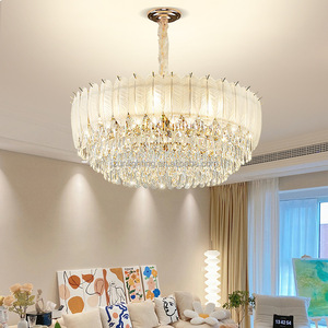 Lámpara colgante <span class=keywords><strong>de</strong></span> <span class=keywords><strong>cristal</strong></span> grande y moderna para vestíbulo <span class=keywords><strong>de</strong></span> hotel, lámpara <span class=keywords><strong>de</strong></span> lujo <span class=keywords><strong>vintage</strong></span> dorada con control remoto, estilo decorativo europeo - Product Image 1