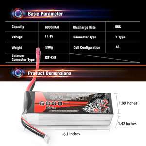 High Quality Lipo Battery 5C 4 S 14<strong>.</strong>8 V 6000 mAh RC Drone aircraft toys Electronic Car Model Aircraft Battery package - Product Image 5