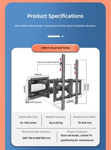 DY999S Safety Easy Mounting VESA 800*800mm Large Screen Full Motion <strong>55</strong>-100 <strong>Inch</strong> <strong>TV</strong> Wall Mount <strong>Bracket</strong> <strong>for</strong> Wall - Product Image 6