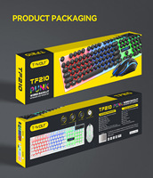TF210 USB Wired Gaming Keyboard and Mouse Combo, Rainbow LED Backlit, 104 Keys, Punk Style, for PC Gamer & Office