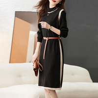 Nouvelle Arrivée Robe Pull Femme Col Rond Manches Longues Ceinture Élégante Super Douce Haute Qualité