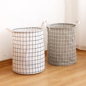 Cesto Pieghevole in Tessuto per <span class=keywords><strong>Biancheria</strong></span> <span class=keywords><strong>Sporca</strong></span>, Contenitore Portaoggetti in Cotone e Lino, Cesto per Vestiti e Giocattoli, Organizzatore a Griglia - Product Image 1