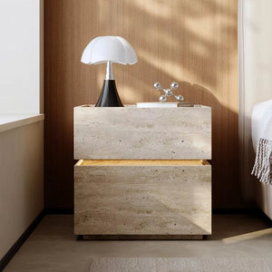 Đơn Giản Hiện Đại Thông Minh MDF Bàn Cạnh Giường Ngủ Với Bằng Gỗ Cave Đá Hạt 2 Ngăn Kéo Đèn Đầu Giường Cho Khách Sạn Phòng Ngủ Nhà Sử Dụng - Product Image 2