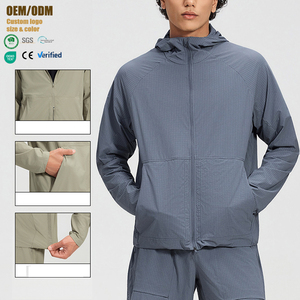 Veste de sport à capuche unie pour homme, légère, respirante, décontractée, polyvalente, zippée, nouvelle collection printemps-été - Product Image 1
