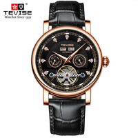 Montre mécanique automatique pour homme, montre mécanique de mode pour homme, montre en cuir étanche