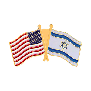 Épinglettes à double drapeau croisé des États-Unis, insigne personnalisé en émail d'amitié américaine, vente en gros du drapeau national d'Israël - Product Image 1