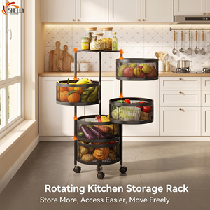 Étagère de rangement rotative en fer à 5 niveaux XL pour cuisine, salle de bain, <span class=keywords><strong>garage</strong></span>, panier à fruits et légumes, organisateur pour chaussures, vêtements, outils - Product Image 5