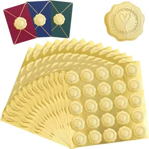 Gouden Reliëf Hart Stickers Hart Envelop Zegel Stickers Etiketten Bruiloft Feest Uitnodigingen Valentijnsdag Wenskaarten Decor