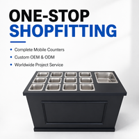 Comptoir mobile commercial pour bar à salades, station de service pour garnitures alimentaires, table de préparation portable pour crèmes glacées et condiments, équipement de magasin