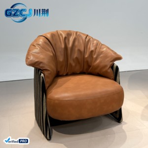 Sofá Individual de Cuero de Lujo Estilo Moderno de Mediados de Siglo, Sillón de Descanso para el Hogar, Oficina o Sala de Estar, Cómodo - Product Image 4