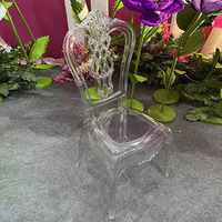 Chaise de mariage royale en acrylique transparent, chaise de banquet en plastique transparent, chaise de salle à manger en acrylique pour événements en plein air