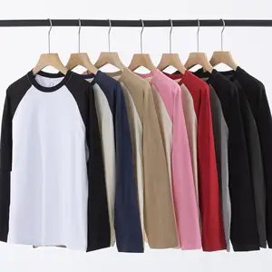 MT2534 meilleurs vendeurs en gros personnalisé bloc de couleur manches raglan 250g 100% coton t-shirts à manches longues pour hommes