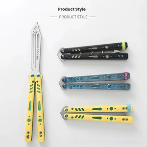 Couteau papillon d'entraînement non affûté en acier inoxydable, double couche, avec patch PC, pour entraînement efficace - Product Image 3