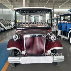 รถคลาสสิกไฟฟ้าวินเทจสีแดงเบอร์กันดีแบบเปิดประทุนหลายแถวพร้อมป้ายสั่งทำพิเศษสำหรับการท่องเที่ยว - Product Image 1
