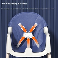 Chaise haute convertible pour bébé avec harnais 5 points et plateau réglable en 3 positions, siège de repas évolutif pour nourrissons et tout-petits