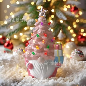 Dwarf Christmas <b>Tree</b> Night Light Pink <b>Led</b> Battery Powered Tap Control Mushroom Shape Decor For Living Room Table - Product Image 4