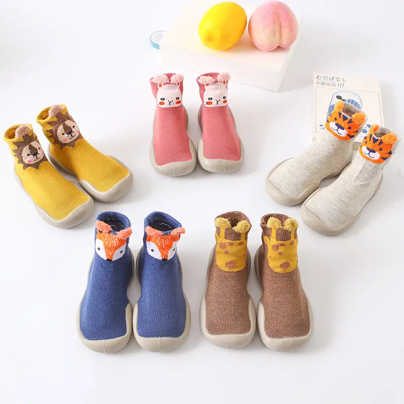 On Sale YL Wholesale Rubber Soles Kids Shoes Socks cute Duck Animal cartoon Cotton Non Skid Floor Mesh Woven Baby Socks Shoes