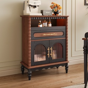 French Retro Style <b>Sideboard</b> Solid Wood <b>Storage</b> Cabinet Two-Tone Design For Dining Room - Product Image 4