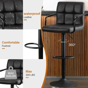 Vente flash 360 ° Tabourets <span class=keywords><strong>de</strong></span> <span class=keywords><strong>bar</strong></span> pivotants <span class=keywords><strong>avec</strong></span> dossier et accoudoirs, chaises <span class=keywords><strong>de</strong></span> cuisine modernes noires pour <span class=keywords><strong>bar</strong></span>, café, comptoir, maison, meubles <span class=keywords><strong>de</strong></span> <span class=keywords><strong>bar</strong></span> <span class=keywords><strong>pas</strong></span> chers - Product Image 3