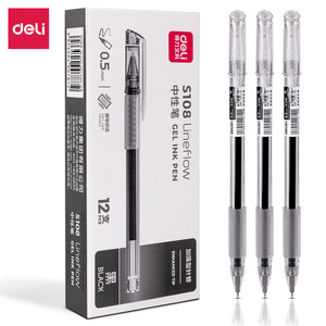 Deli S108 Gel Pen 0.5mm Black Enhanced Tip Office School Use - Product Image 1