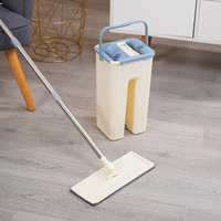 Ensemble de serpillères plates mains libres avec seau autonettoyant, tampons en microfibre, manche en plastique, kit de nettoyage domestique