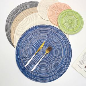 Factory Directly Sells Nordic Cotton Yarn <b>Round</b> Woven Bamboo <b>Placemat</b> for Wedding Party Home Decoration - Product Image 3