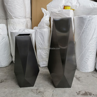 Grands pots de fleurs en acier inoxydable pour décoration intérieure de luxe moderne Vases d'extérieur en métal argenté pour l'entrée du jardin