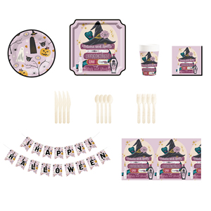 DAMAI Halloween Party Disposable Paper Plates Customized Pumpkin Witch Hat Printing Paper Dessert Plates Tableware Sets - Product Image 6