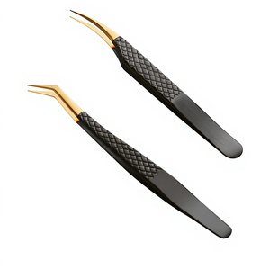 แหนบต่อขนตาปลายแหลม ทำจากสแตนเลสสตีล พร้อมด้ามจับไฟเบอร์  รับสกรีนโลโก้  ทนทาน ป้องกันไฟฟ้าสถิตย์  ปลายละเอียด  สำหรับต่อขนตา รุ่น J2 ญี่ปุ่น - Product Image 1