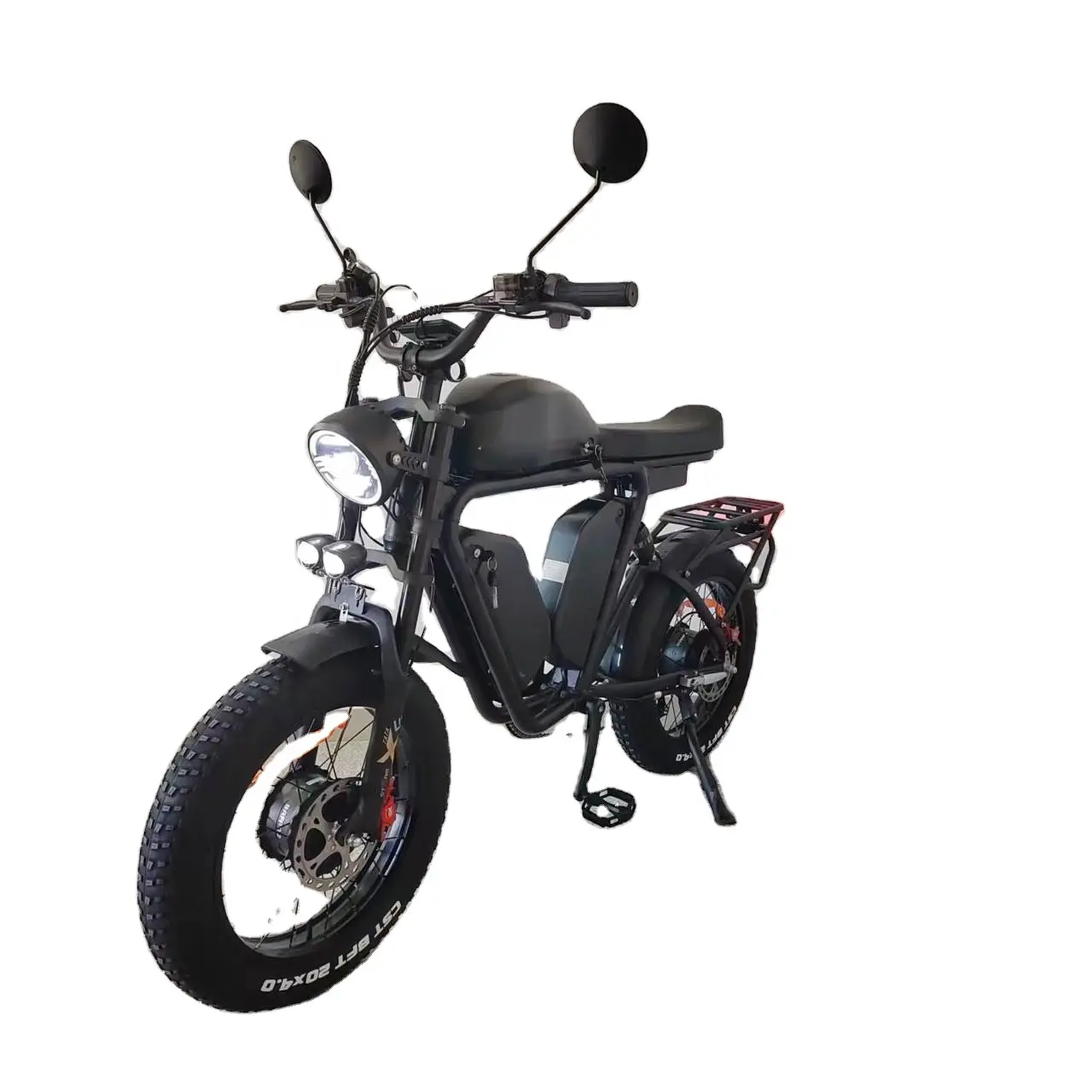 Vélo électrique de marque Bafang à double moteur 2000Watt 76Ah 48V avec frein à huile, suspension complète, pneus gras, cadre en aluminium à longue portée