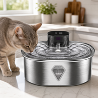Fontaine à eau rechargeable pour animaux de compagnie 3,5 L, distributeur d'eau sans fil pour chat, acier inoxydable 304, commande tactile, fontaine à eau silencieuse