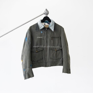Custom Streetwear Fashion Vintage <b>Zip</b> <b>up</b> <b>Jackets</b> Plus Size Canvas Coat Oversized Heavyweight Canvas Work <b>Jacket</b> Men - Product Image 1