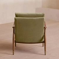 Italienischer Designer-Wohnzimmer-Sessel, Einzelsofa, Mid-Century Massivholz-Samtsessel für Schlafzimmer